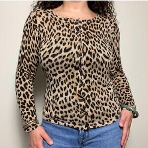 y2k cashmere leopard print cardigan sweater philosophy size S